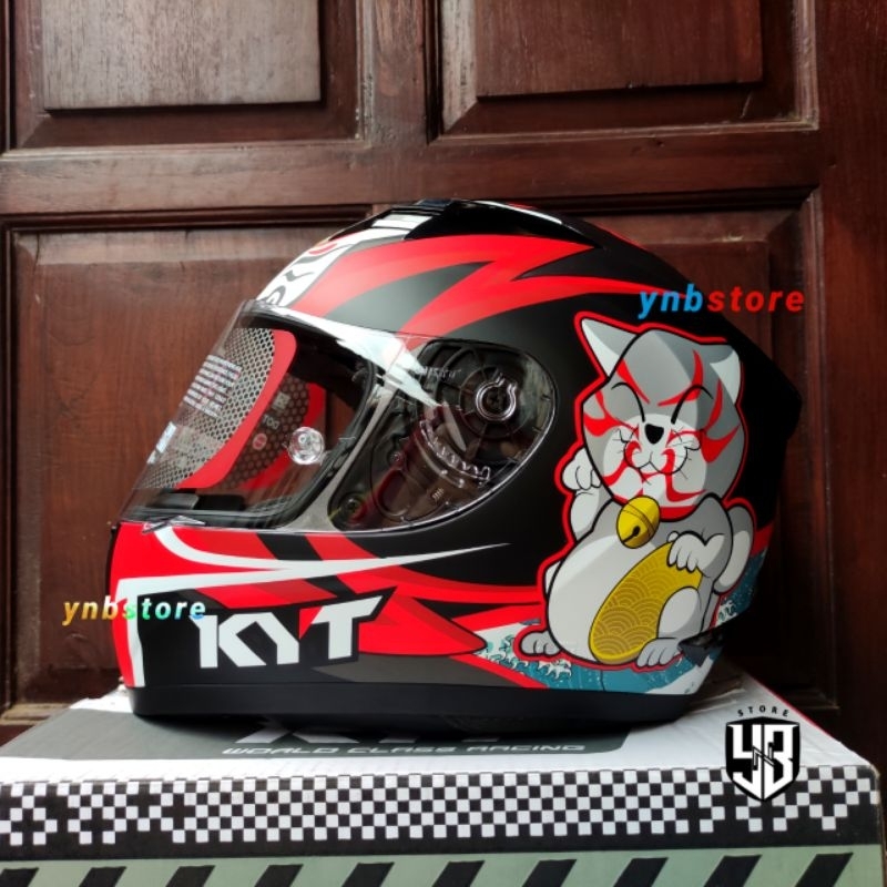 Helm Fullface KYT R10 Kabuki Cat Black Doff Flat Visor Clear | Helm Full Face KYT R-10 RC10 Kabuki C