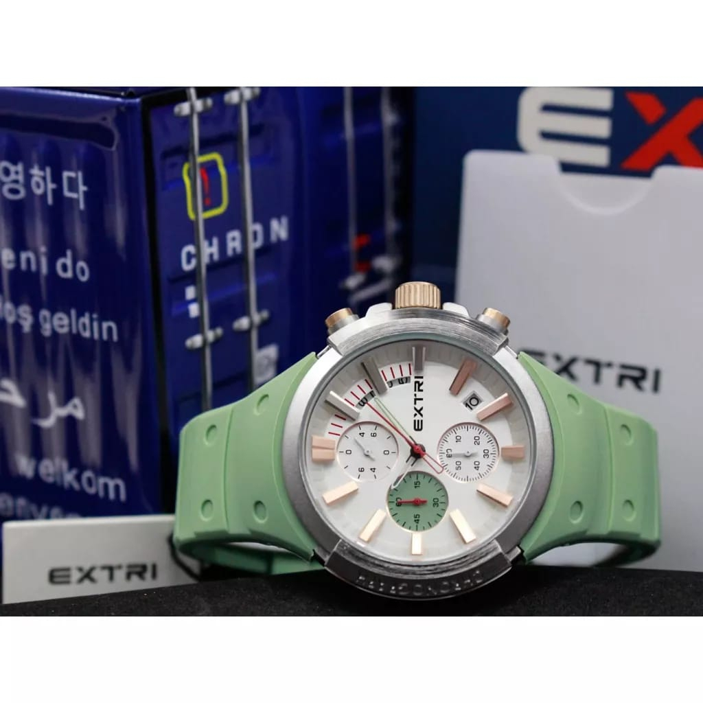 Jam Tangan EXTRI Original Rubber Strap Chronograph Water Resist