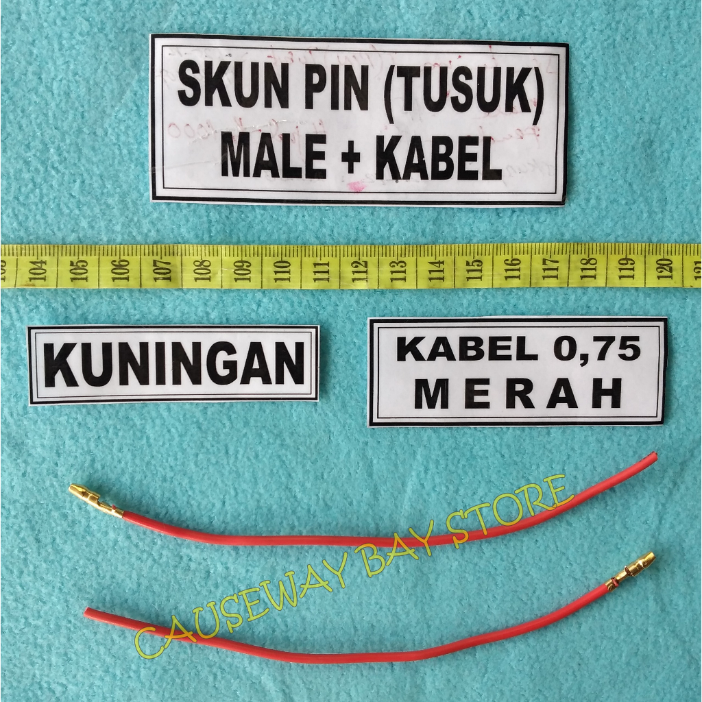 SKUN PIN BULAT ( TUSUK ) MALE + KABEL  WARNA MERAH