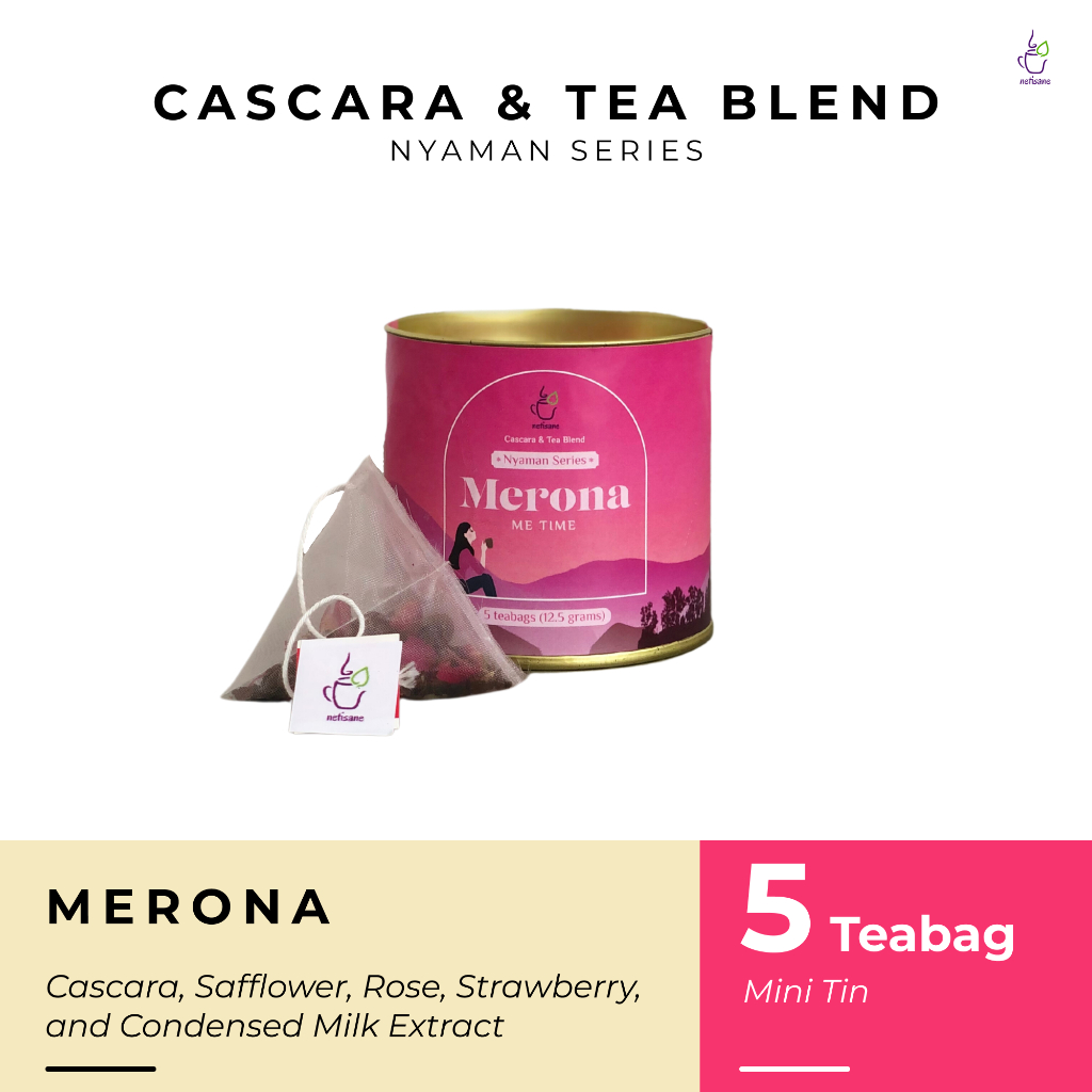 

Netisane Merona (Cascara, Rose, Safflower, Strawberry, dan Condensed Milk Extract) | Netisane Cascara Blend Nyaman Series | Artisan Tea / Teh Herbal | (Mini Tin Can)