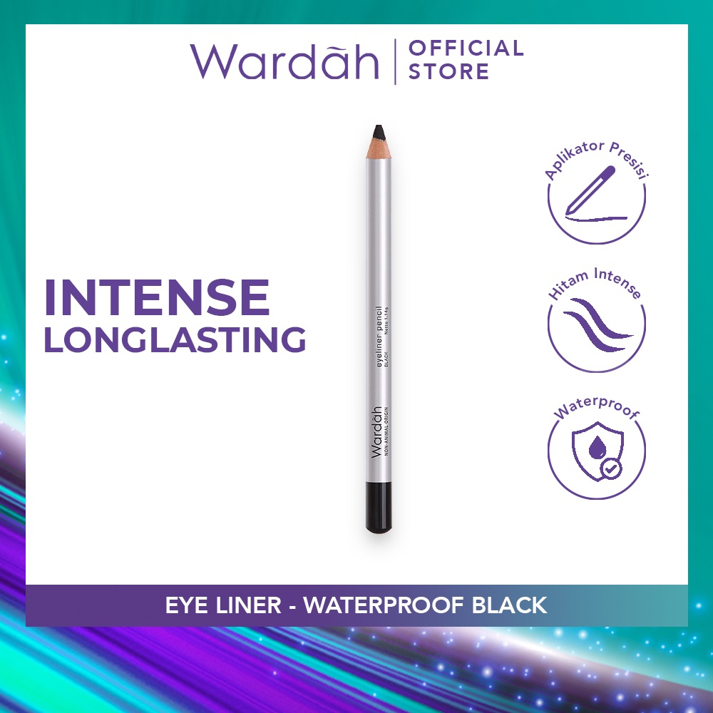 WARDAH Eyeliner Pencil Indonesia / 1.14g / Aplikator Persisi Hitam Intense Waterproof / Tekstur Lembut Tahan Lama Natural / Wanra Shade Black White Hitam Putih / Cosmetic Makeup Eyes Make Up Series / Pensil Pen Spidol Eye Liner Eyebrow Brow / EyeXpert