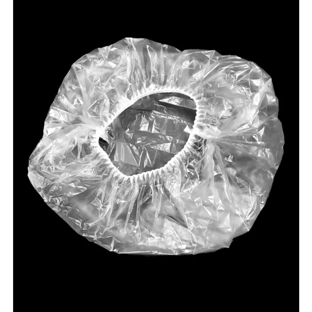 STV isi 100 pcs diposable shower cap transparan / topi mandi sekali pakai / plastik pembungkus serbaguna