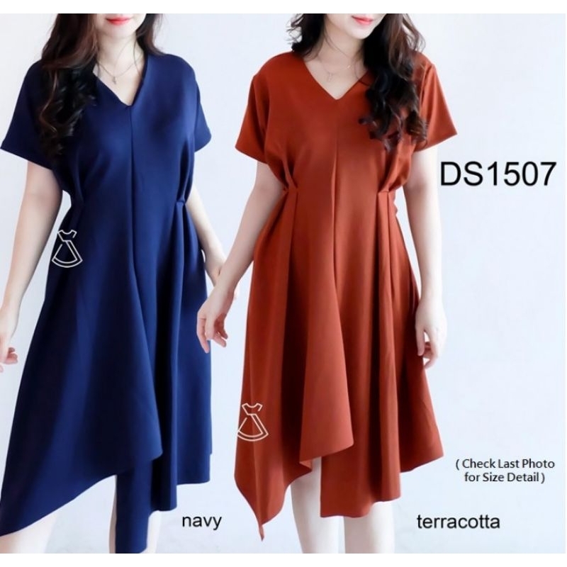 DS1507 DRESS PESTA SCUBA DRESS FLARE WANITA IMPORT PREMIUM BASIC MURAH GROSIR REALPIC REALPICT