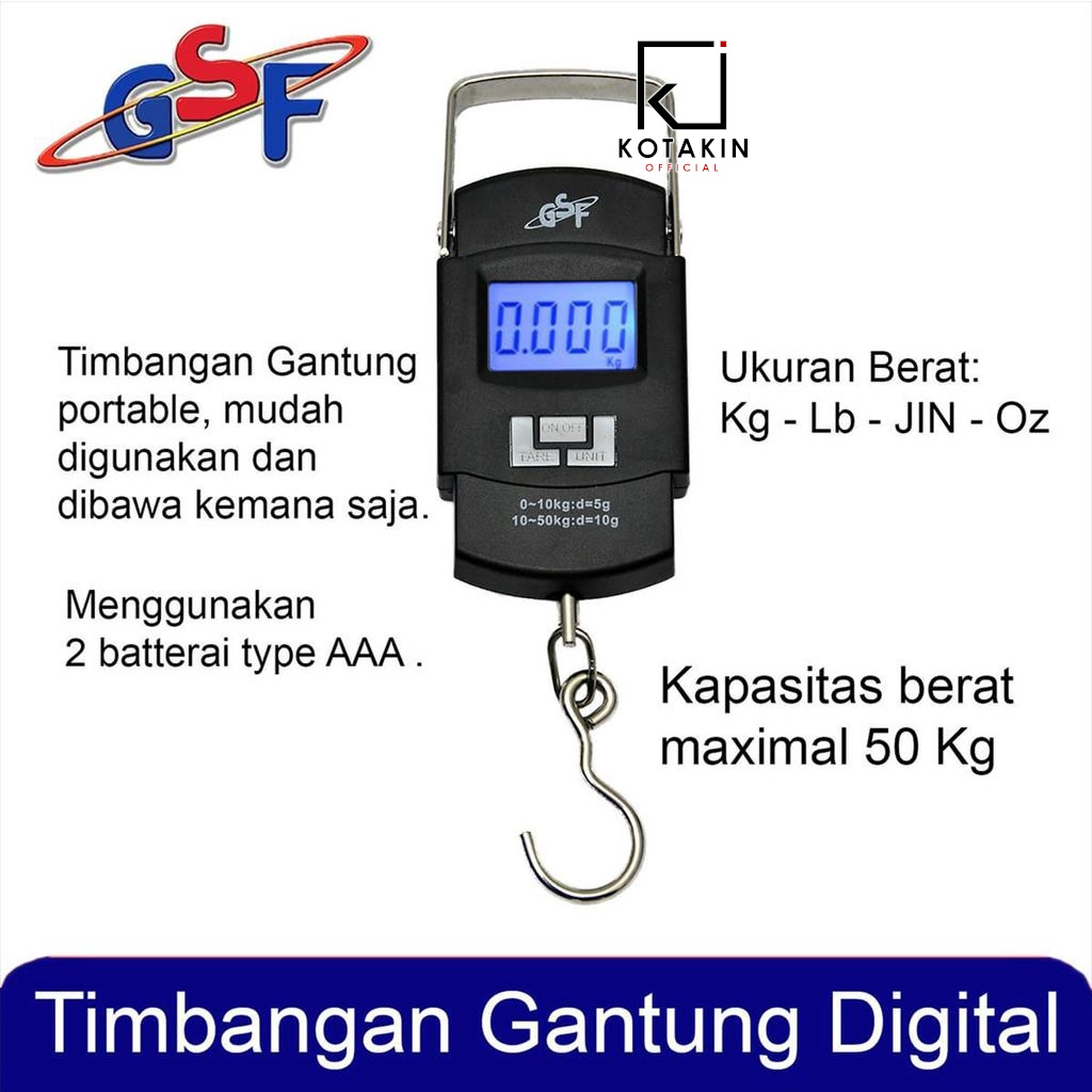GSF Timbangan Gantung 50 kg Ekonomis - Timbangan serba guna - Timbangan Digital Portable Scale