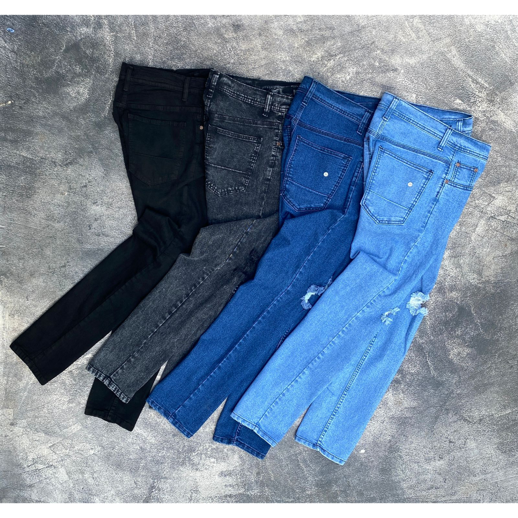 Celana Jeans Panjang Sobek Lutut Melar Stretch