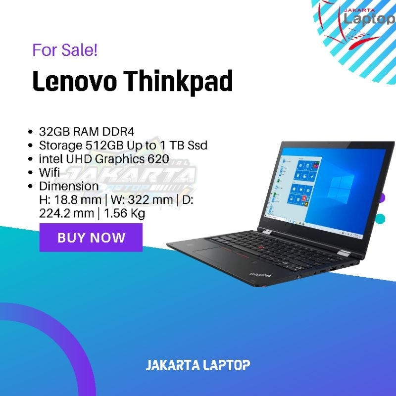 Lenovo Thinkpad Touchscreen L380 | L390 Yoga | Core i5 | Ram 32Gb | Ssd 512 nvme | Mulus Murah Bergaransi