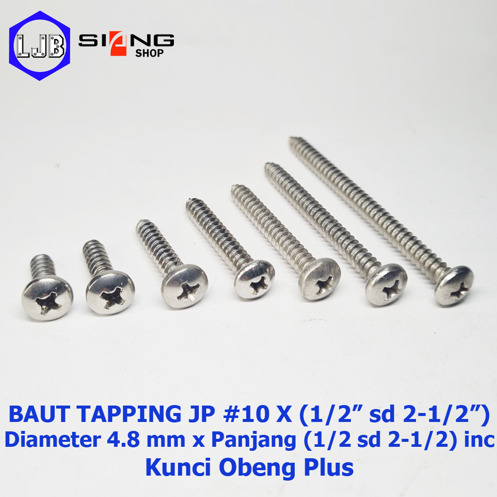 Baut Stainless Sekrup Tapping Screw JP #10