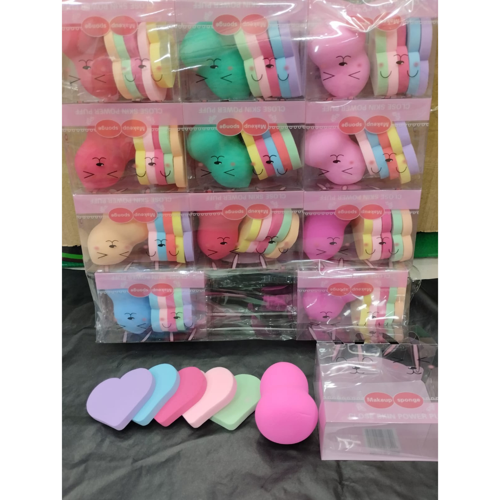 Spon Emoticon Make up 1 Set isi 6 Pcs/ Sponge Foundation Pembersih/Make up Wajah Spons/Beauty Blender