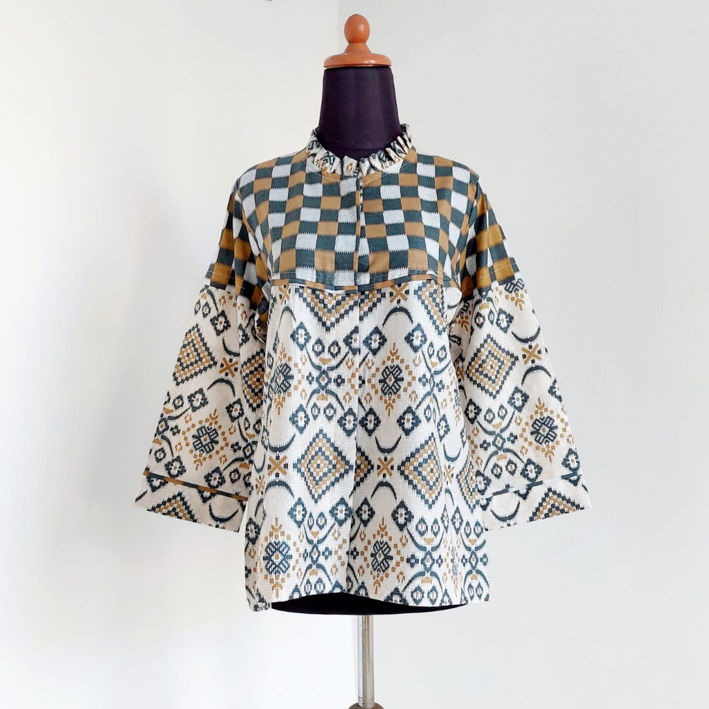 Baju Batik Wanita Modern Atasan Blouse Batik Kerja Kantor Wanita Seragam Batik M L XL XXL