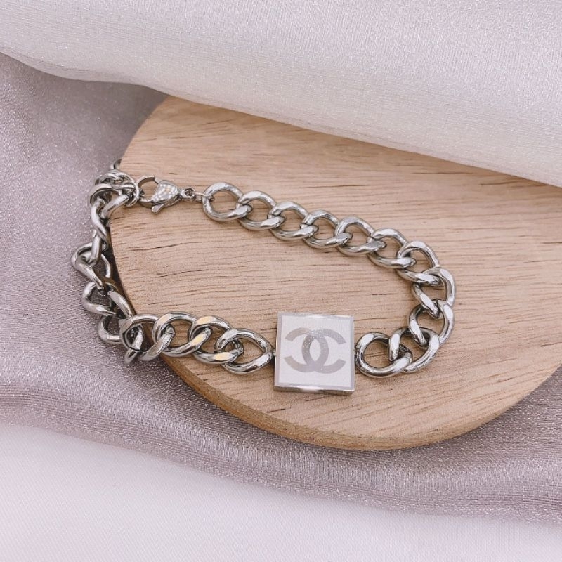 Gelang Titanium Stainless steel asli Premium Quality Anti karat anti alergi 02838