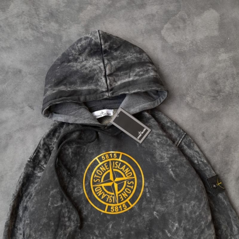 HOODIE JAKET SWEATER SANDWASH STONE ISLAND LOGO GOLD FULLTAG &amp; LABEL