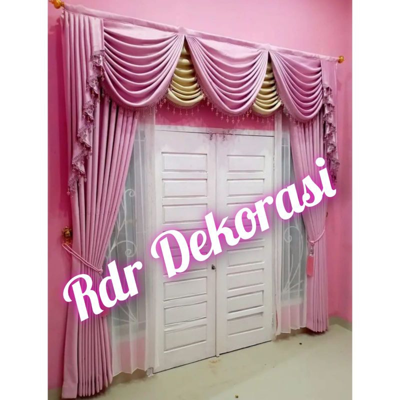 Gorden poni spanyol Warna pink Hordeng pintu poni Mewah Tirai jendela kamar Gorden blackout