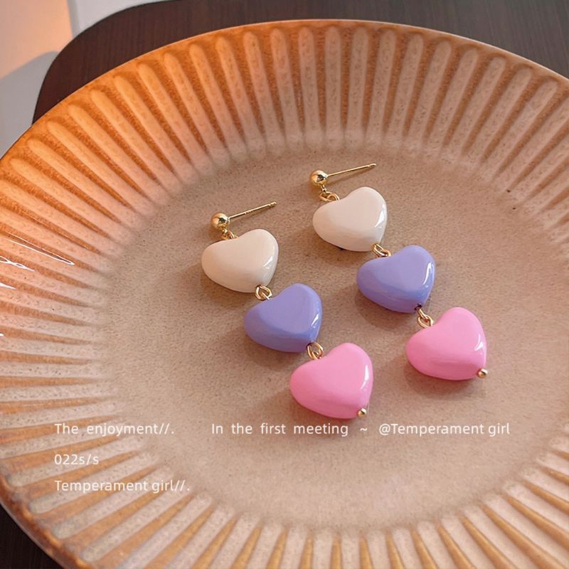 Anting Hijab Love Hati Warna Pastel Lucu