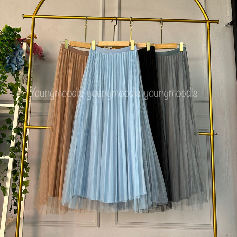 Mewah maxi skirt rok tutu bolak balik rok prisket halus original import