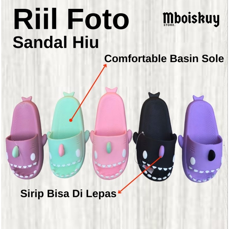 Sandal Hiu Dewasa Pria Wanita Kekinian Warna Terbaru Empuk &amp; Elastis Bahan Eva Phylon (Bisa Cod)