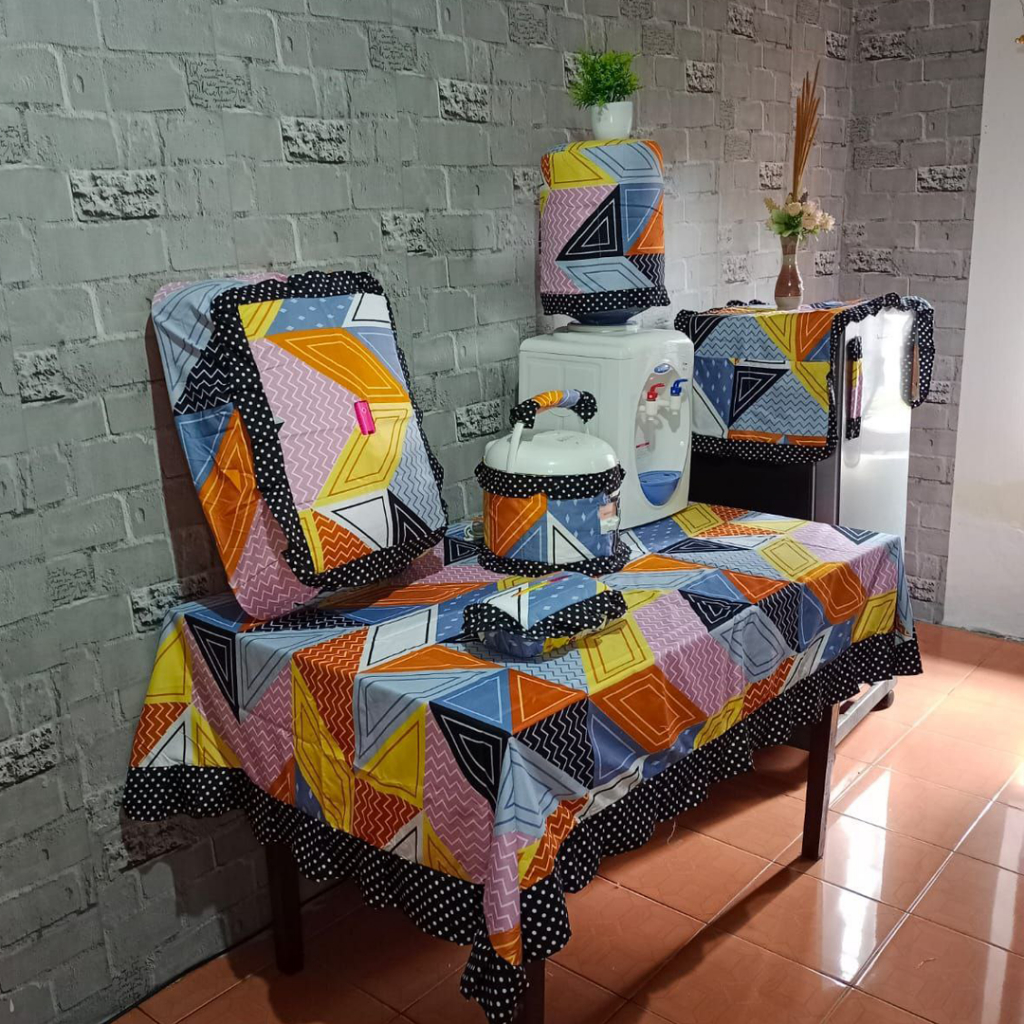 [✅COD] PAKET KITCHEN SET 8 PCS TAPLAK MEJA MAKAN TUTUP KULKAS TUDUNG SAJI KOTAK TEMPAT TISU SARUNG GALON MAGICOM PERLENGKAPAN DEKORASI DAPUR RUMAH