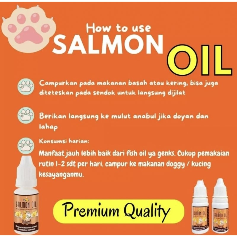 Minyak Ikan Salmon Murni 10ml Vitamin Pertumbuhan Bulu lebat Kucing Anjing Fish Oil Salmon Oil Shaestore15