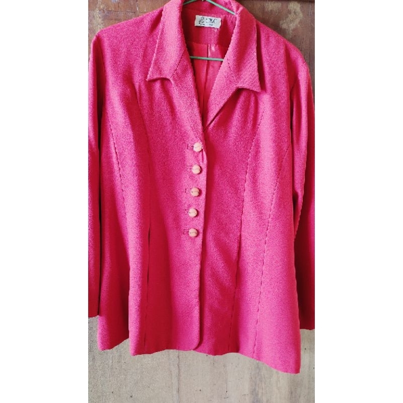 Blazer Wanita Magenta Sifon PRELOVED