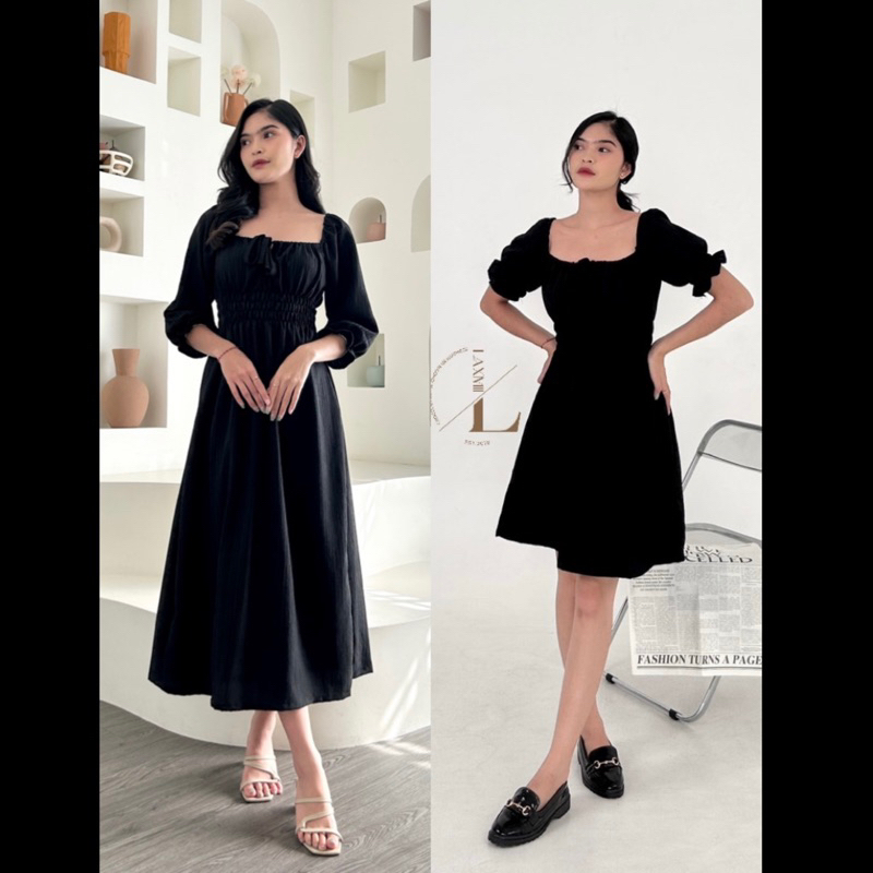 [LAXMI] Ayoona Dress // Casual Dress // Dress Basic Classic // Summer Dress // Korean Dress // Midi Dress // Long Dress // Terusan Wanita