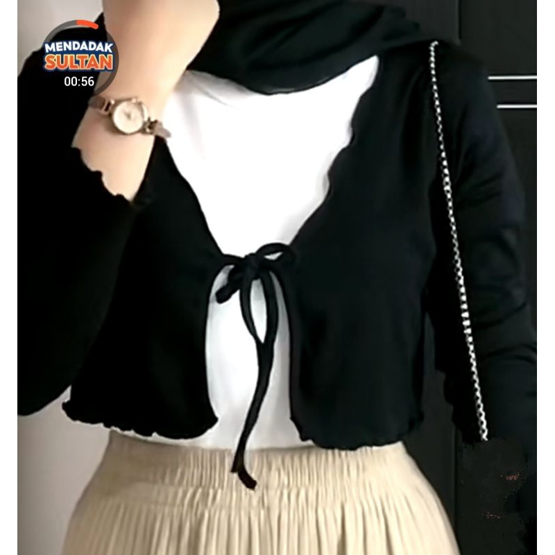 [COD]CARDIGAN Crop korean RAJUT RIB model tally trend masa kini