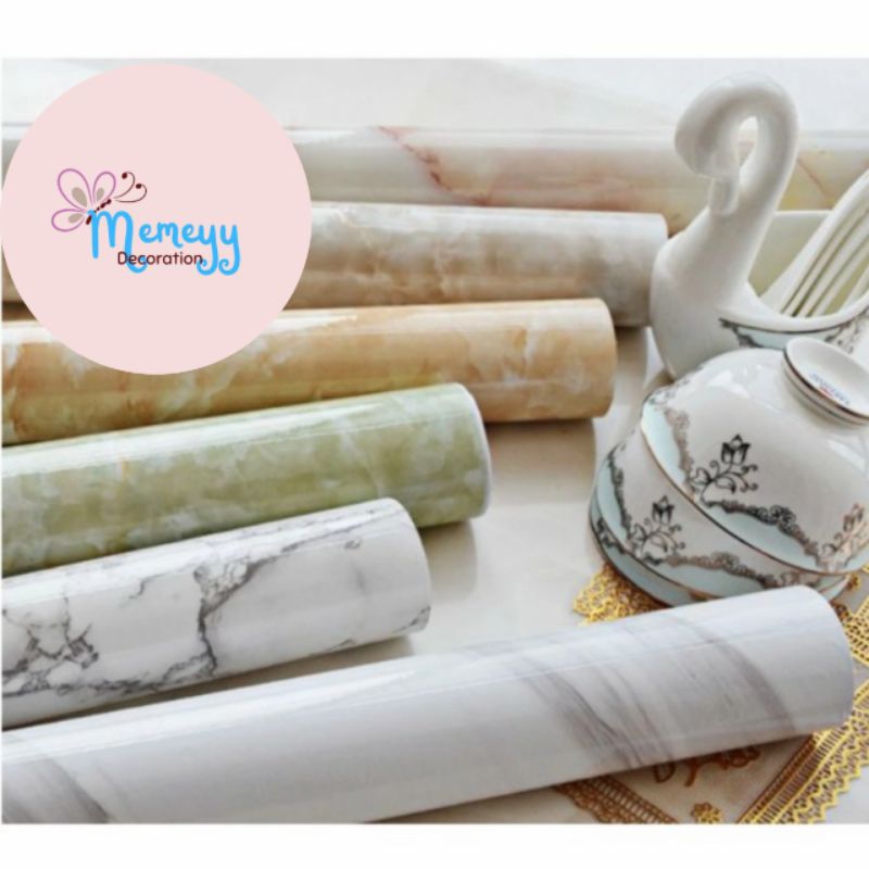 Wallpaper Dinding Furniture Dapur Waterproof Anti Noda dan Panas Motif Marmer Marble Serat Kayu Polo