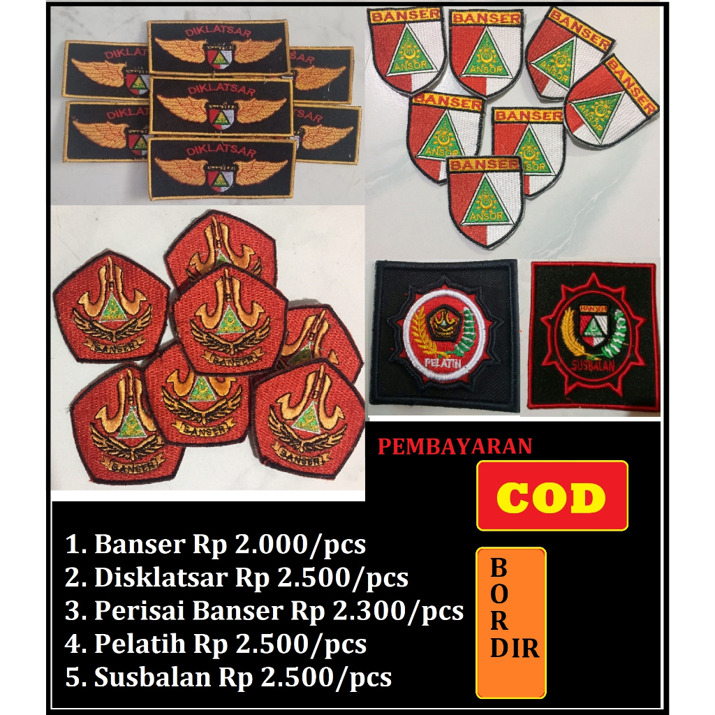 Badge Logo BANSER, PERISAI &amp; DIKLATSAR (full bordir)