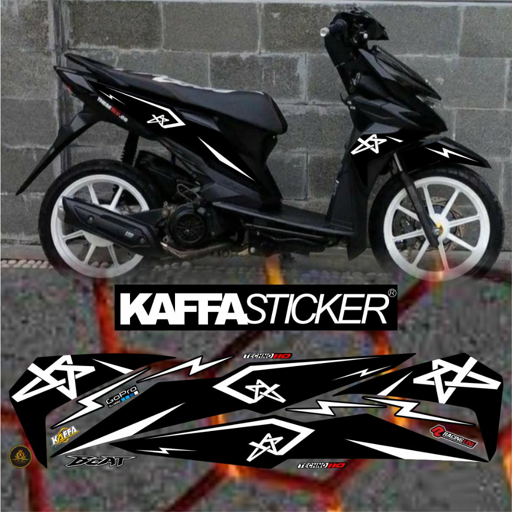 Stiker Striping Variasi Beat Esp / Beat Street Medus List Polet Variasi Decal Hitam Putih Sticker