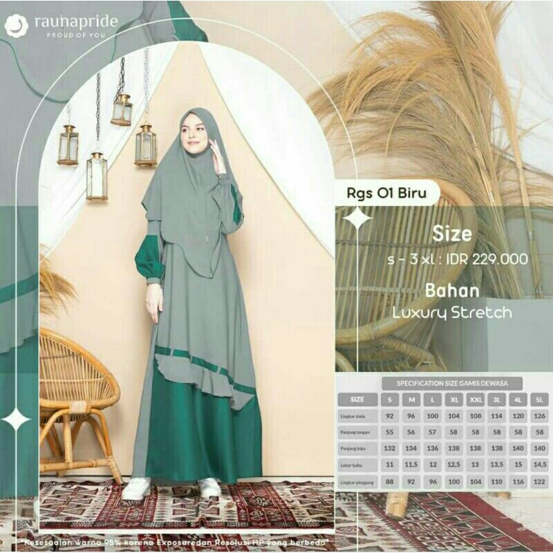 RAUNA GAMIS SET RGS 01 BIRU [SIZE XL]