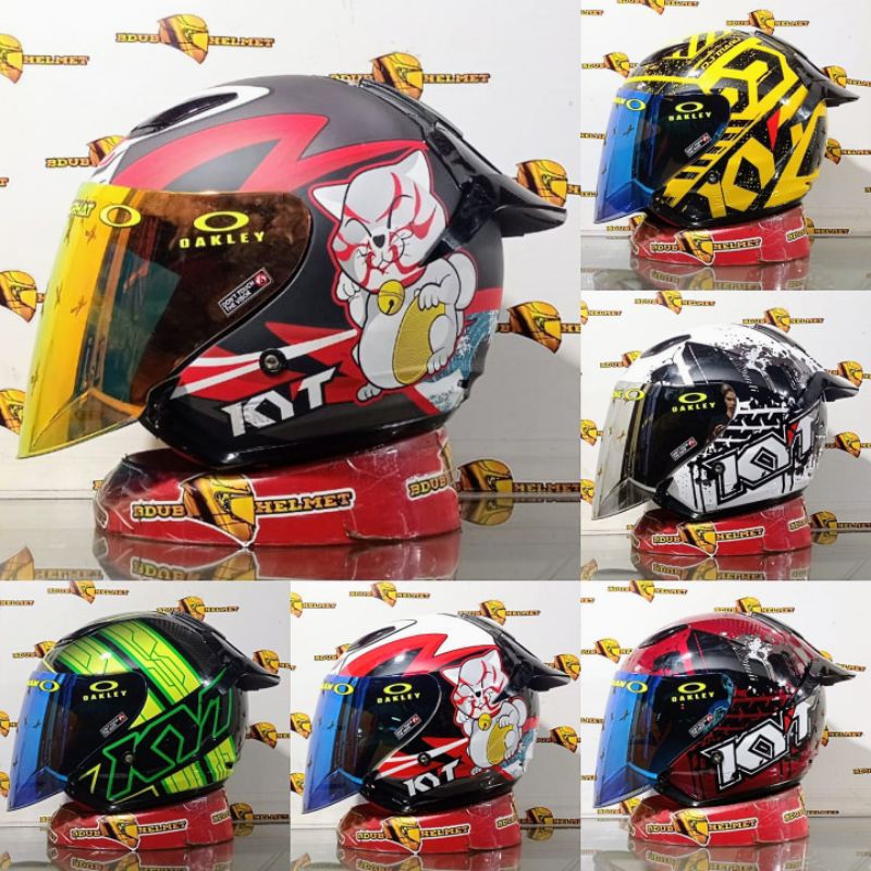 Helm Half face Kyt dj maru motif kabuki cat doff paket ganteng visor venom  100%ORIGINAL