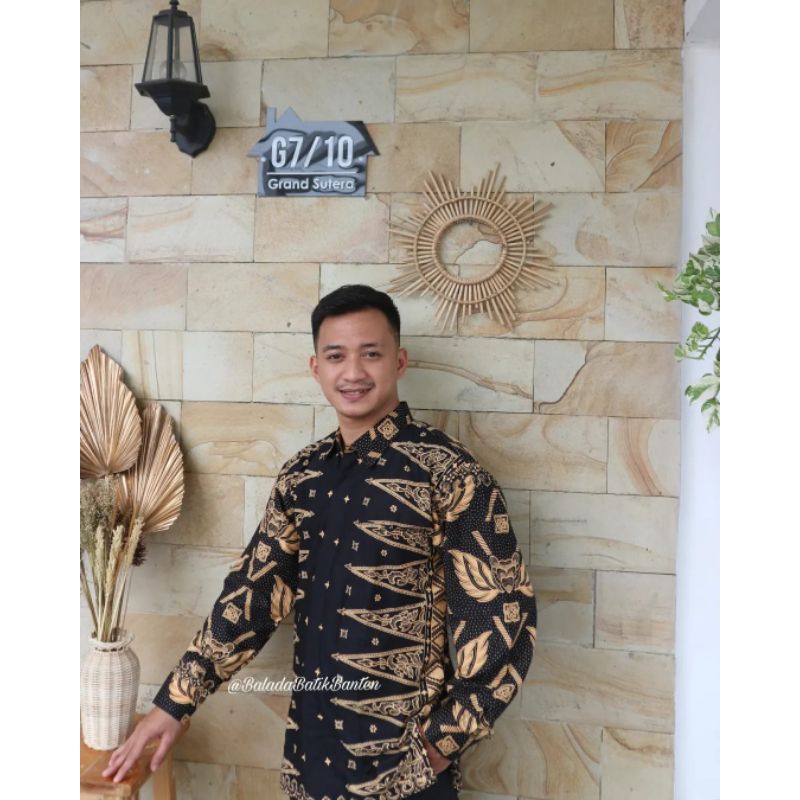Kemeja Batik Baduy Banten motif tapak Kebo Gold