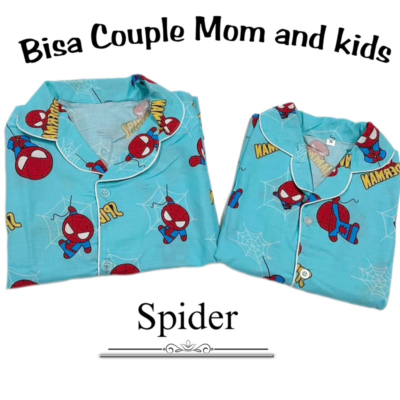 Spider biru - baju tidur piyama bisa couple keluarga katun jepang grade A