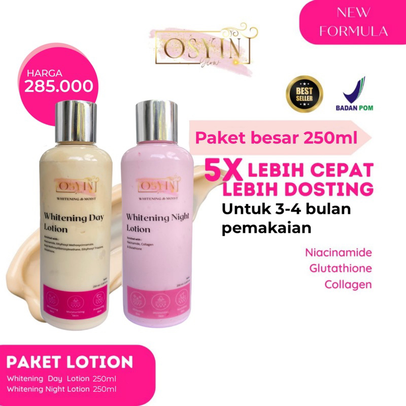 OSYIN GLOW paket big 250ml lotion dosting pemutih BPOM