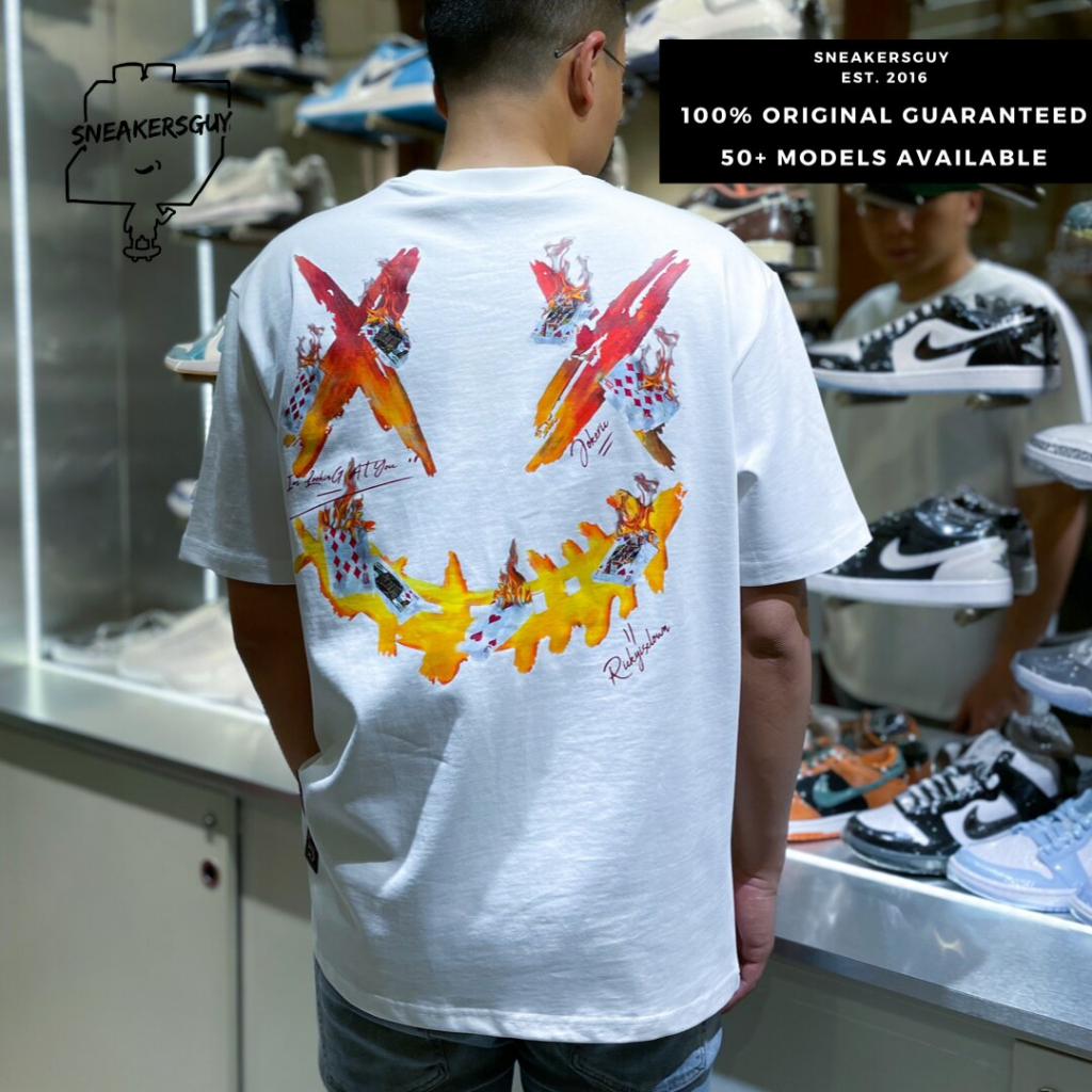 RIC Ricky is Clown Flame Poker Burning Card White Tee Original