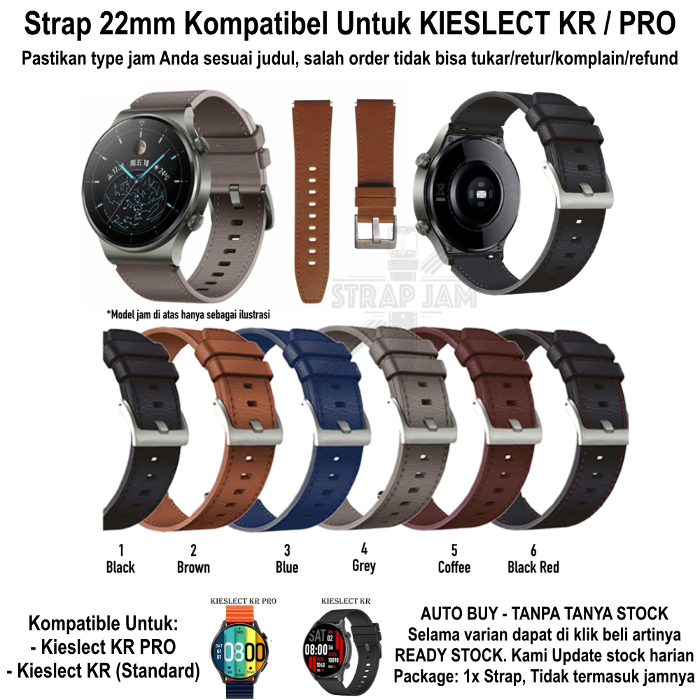 ZGT Tali Jam Kieslect KR /Pro - Strap 22mm Leather Kulit Quick Release