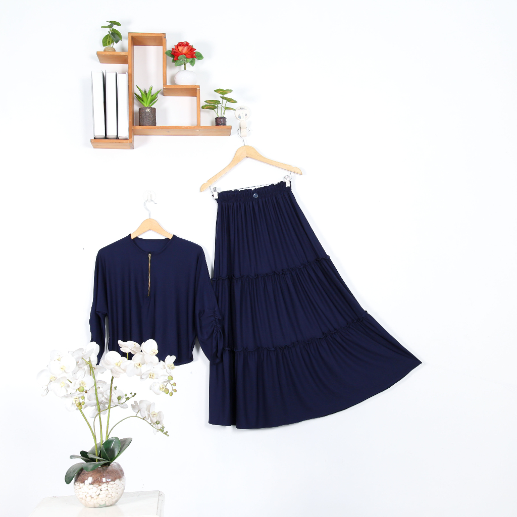 Stelan Rok susun+ Atasan Busui friendly - Baju wanita/ Stelan Celana-one set wanita kekinian