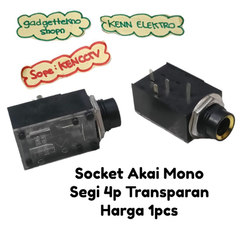 socket Akai Mono segi 4p transparan (HARGA 1PCS)