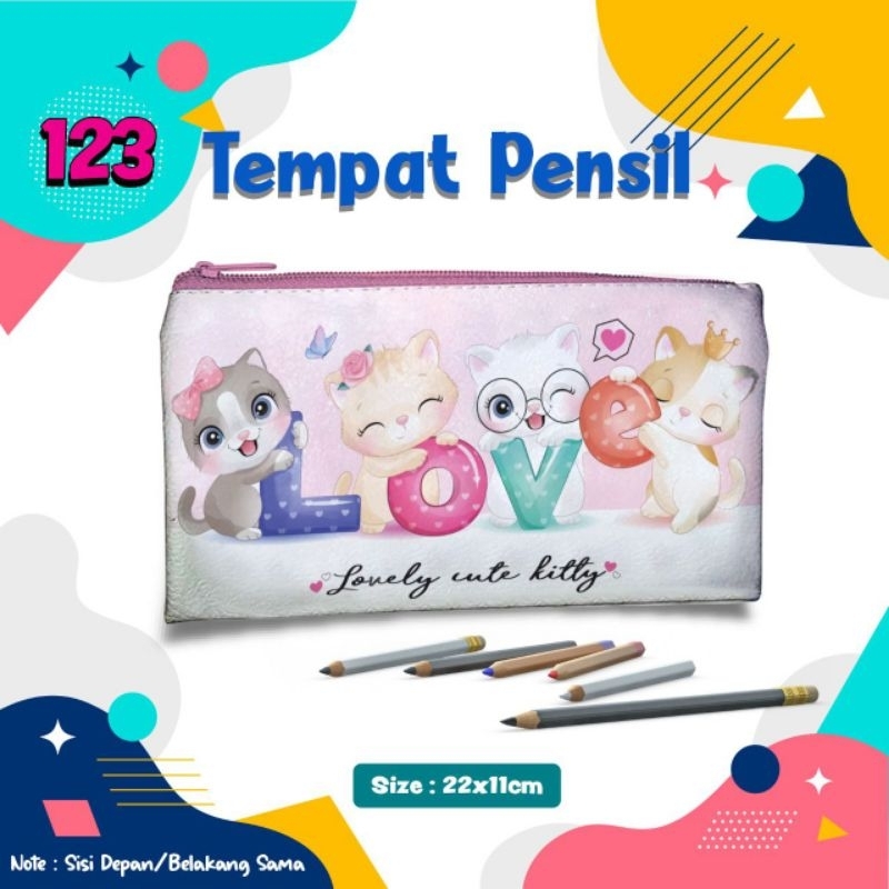 

Tempat Pensil Motif Kucing Lucu Imut 123 /Pouch Alat Tulis Custom Nama Foto Souvenir Kado Hadiah Wadah Kostak Kotak Dompet