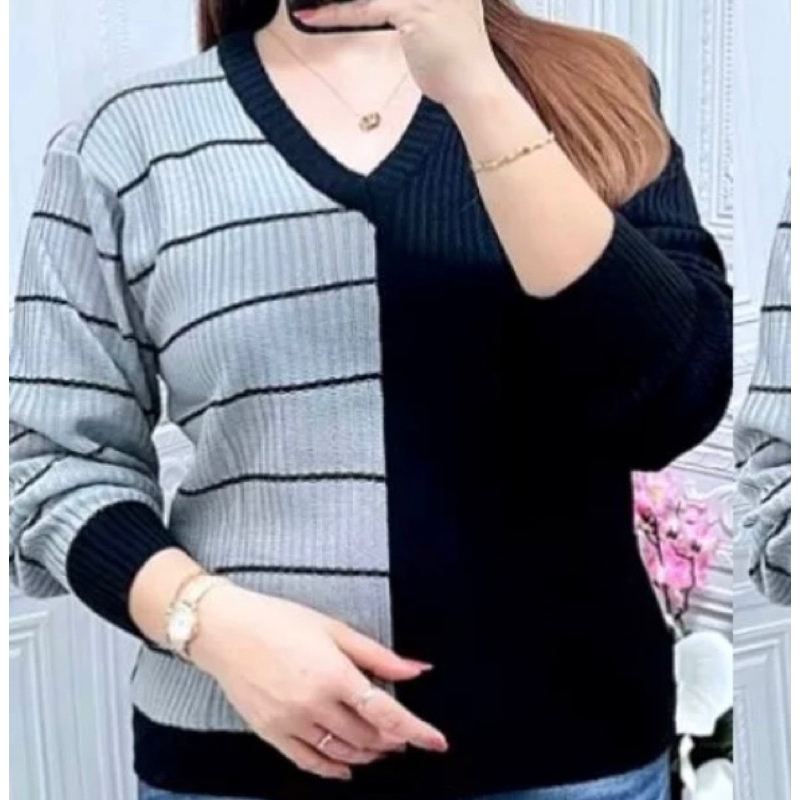 v-neck starla combinasi atasan wanita premium