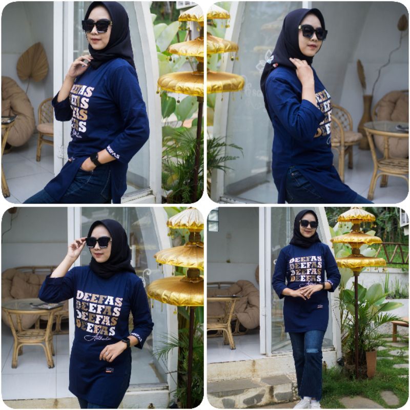 STIK BALIK 02√ KAOS WANITA TANGAN 7/8 DI STIK BALIK JAHITAN BELAH PINGGIR BAHAN KATUN KOMBET 20S