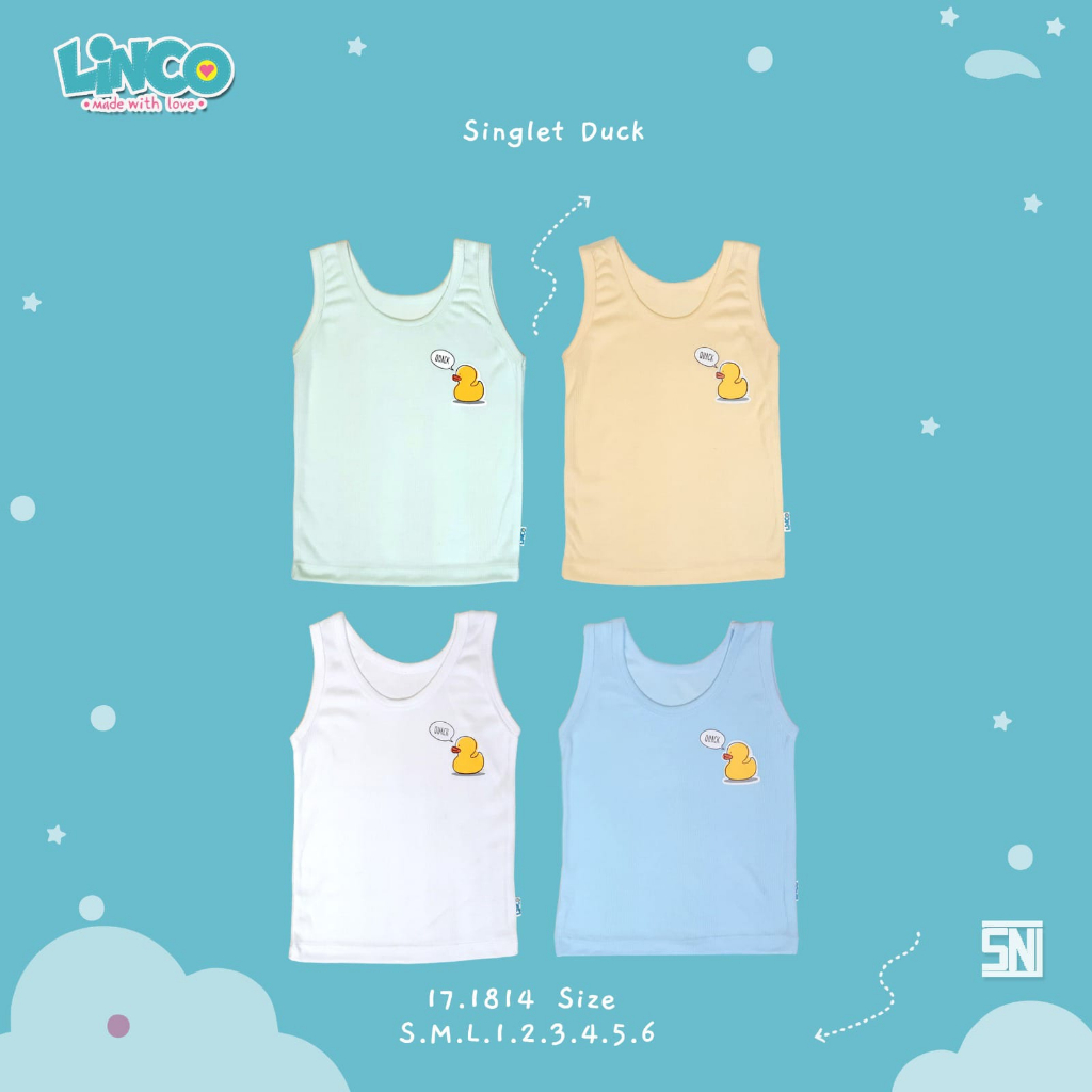 LINCO singlet Premium Warna Motif Baby - anak / isi 1 pcs