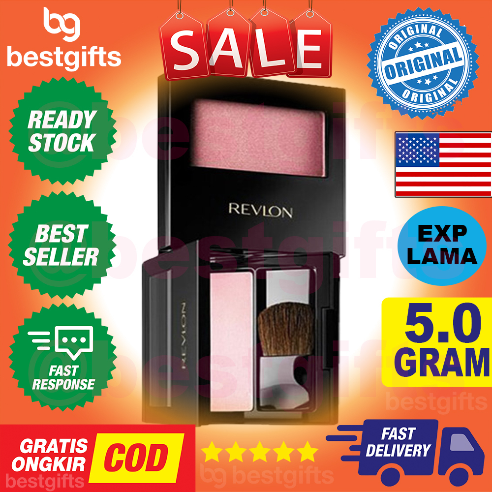 REVLON POWDER BLUSH WITH BRUSH BLUSH ON BLUSHON BLUSHER CHEEK BLUSHED 5.0 GRAM - 002 HAUTE PINK