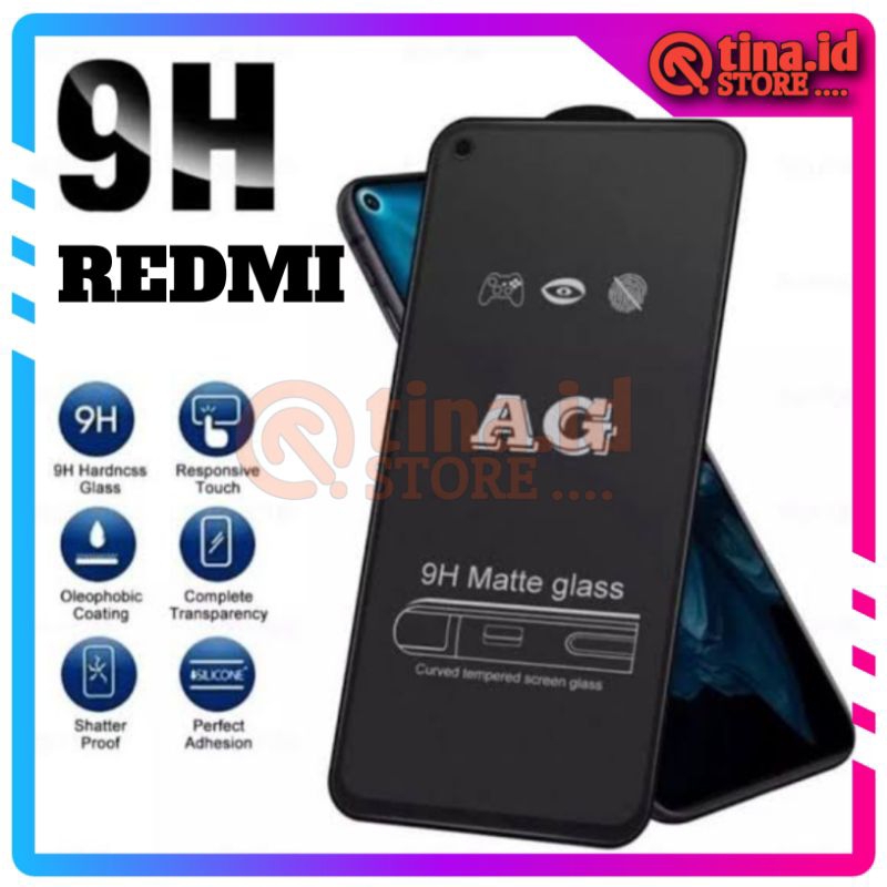 TEMPERED GLASS MATTE REDMI 9A 9C 10A TG HITAM Temperglass SAMSUNG VIVO OPPO