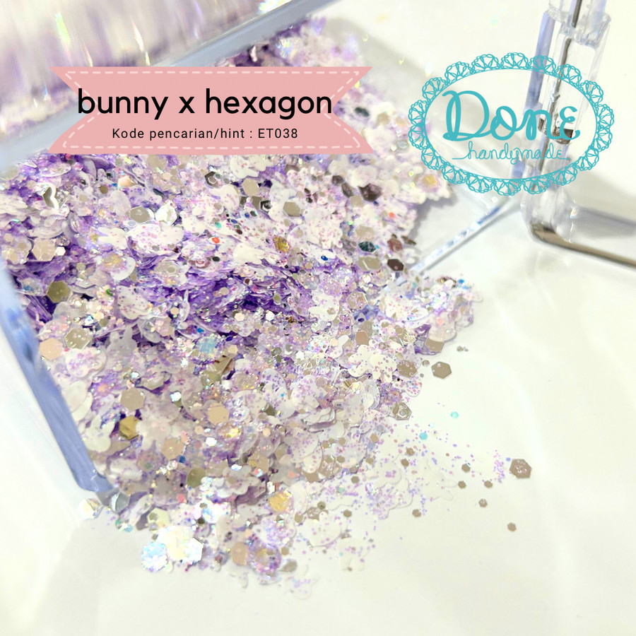 Done handymade glitter mix hexagon bunny craft decoration g221 - pink