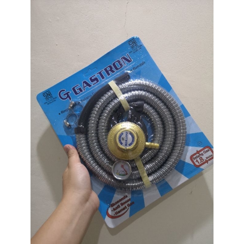 SELANG GAS DAN REGULATOR METER KOMPLIT SNI AMAN / SELANG PAKET REGULATOR GAS / SELANG GAS REGULATOR /  REGULATOR DAN SELANG GAS