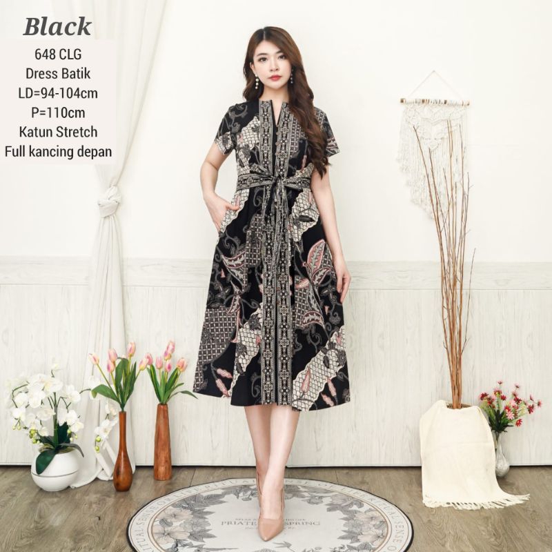 DRESS BATIK MEINI TERUSAN KERJA KANTOR WANITA MODERN 648 151 GAUN CEWEK CASUAL FASHION