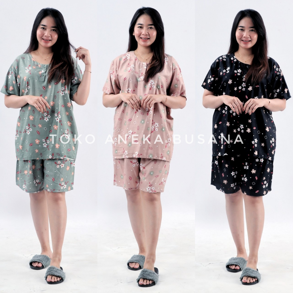 Setelan Baju Tidur Piyama Celana Pendek Rayon