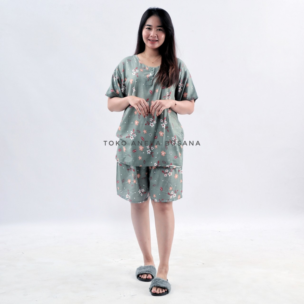 Setelan Baju Tidur Piyama Celana Pendek Rayon