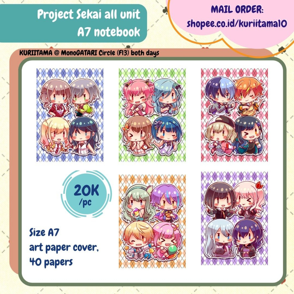 

Project Sekai A7 notebook fanmerch by Kuriitama (PO)