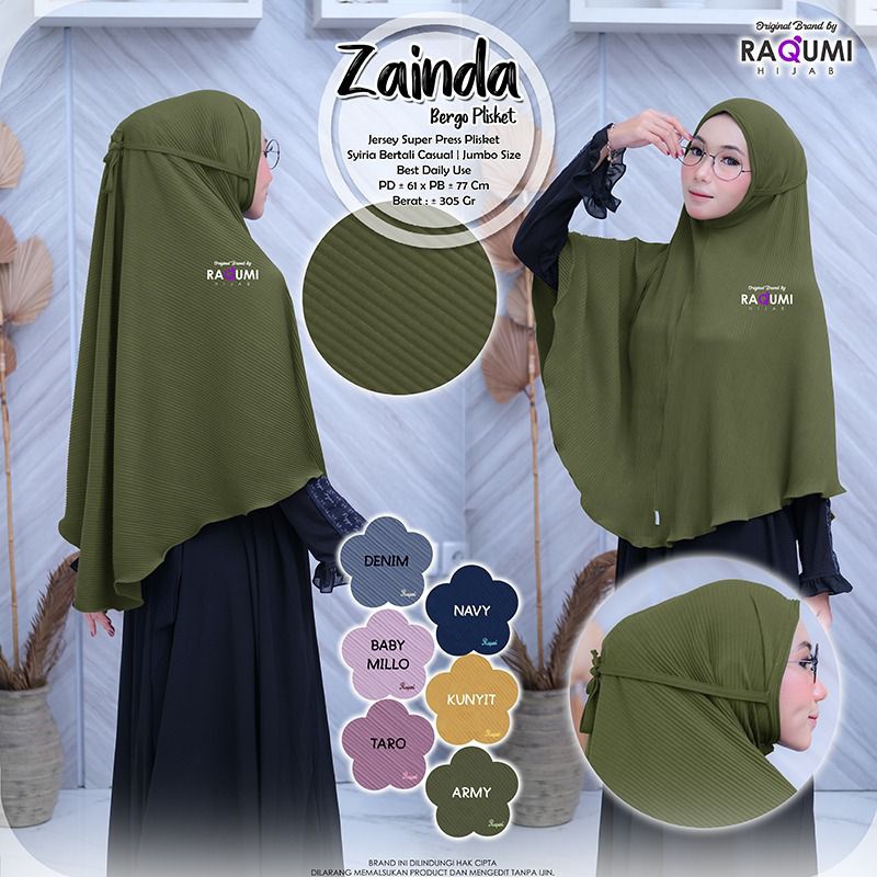 ZAINDA BERGO PLISKET RAQUMI ORIGINAL | JILBAB JUMBO PLISKET | JILBAB PLISKET RAQUMI
