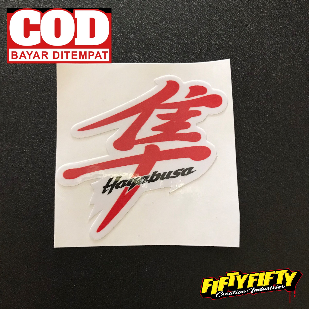 Stiker Print Cut HAYABUSA Stiker Printing Laminasi Glossy Stiker Motor Mobil Helm Sudah Membentuk Pola Desain